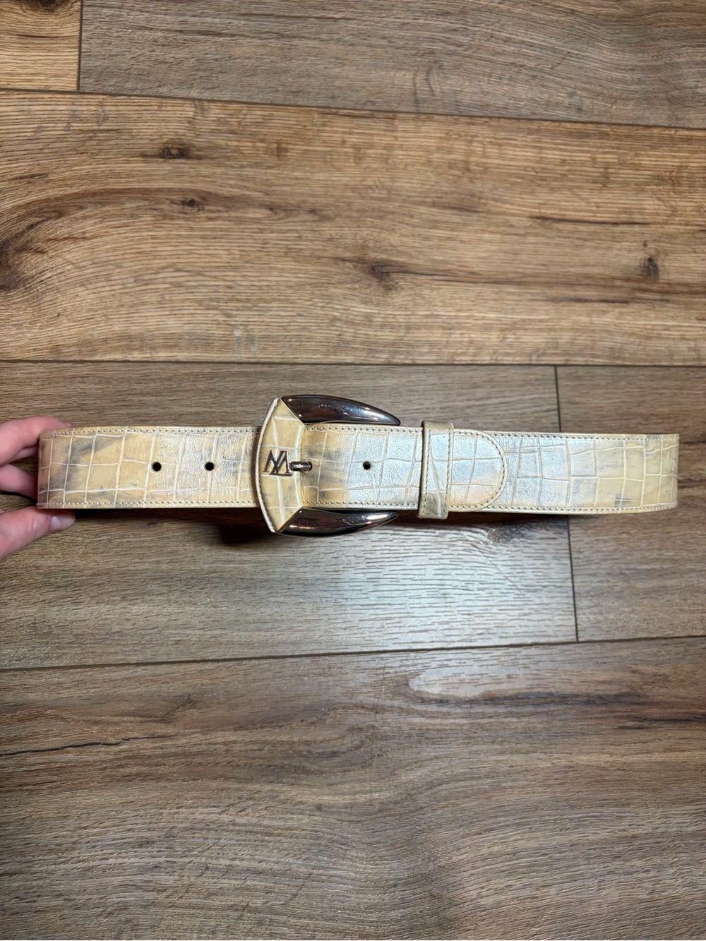 vintage Escada Margaretha Ley crocodile-embossed leather belt EU38